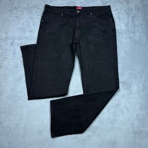 VINTAGE Franky Max Jeans Mens 38x32 Black Athletic Slim Taper Stretch Denim USA